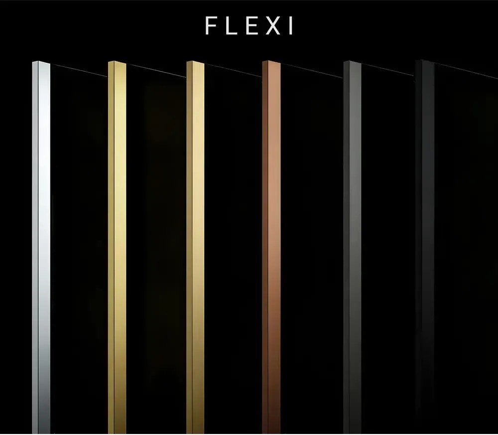 Paravan de dus fumuriu Rea Flexi Grey 140 cm auriu