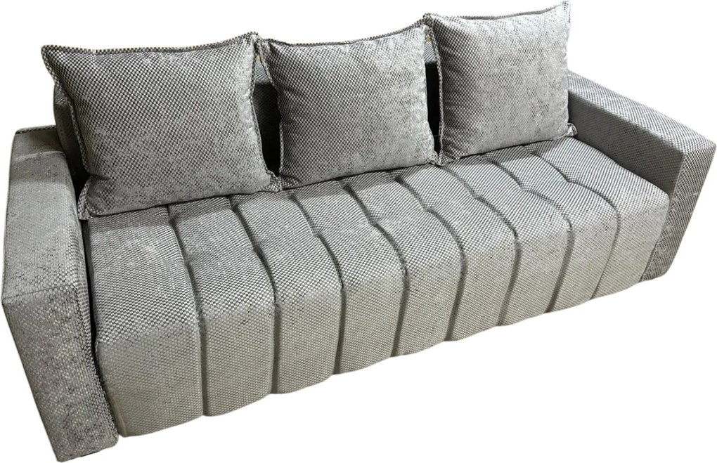 Canapea ZARA extensibila, 3 locuri, cu lada de depozitare, stofa gri lila , 220x95x80 Gri Lila, Stofa, 220 cm