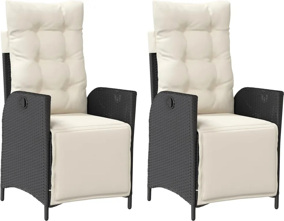 vidaXL Scaun de grădină rabatabil cu suport picioare,2 buc., poliratan