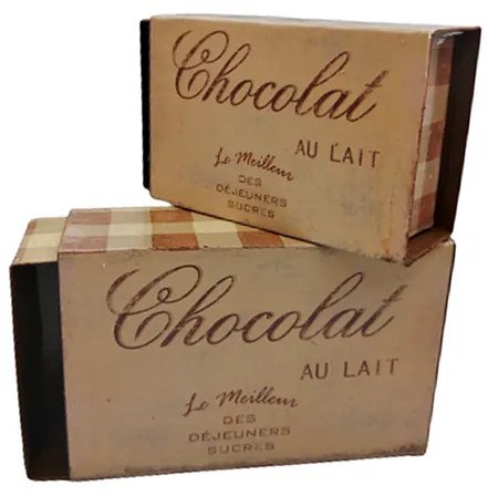 Set 2 cutii Vintage Chocolat, Metal
