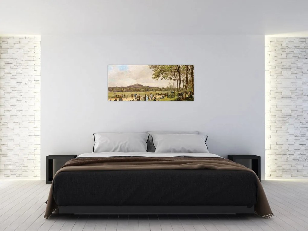 Tablou - French 19th Century, Race Course at Longchamps, reproducere (120x50 cm)