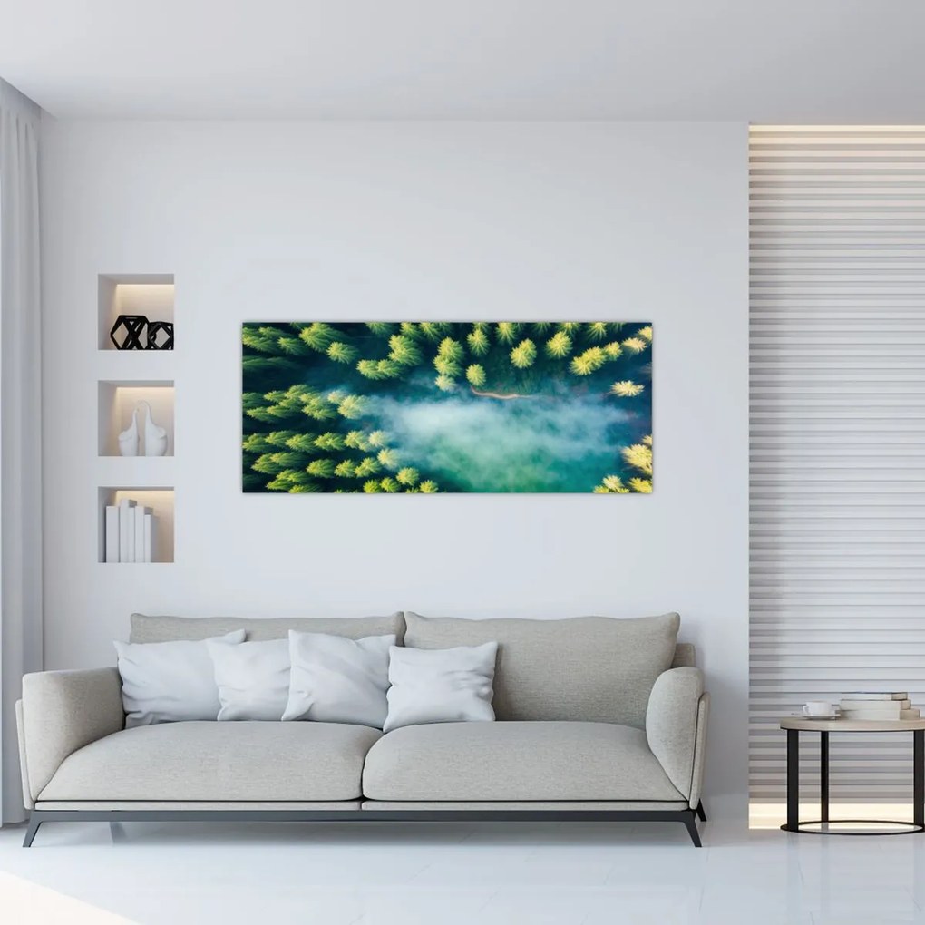 Tablou - O pădure învăluită în ceață (120x50 cm)
