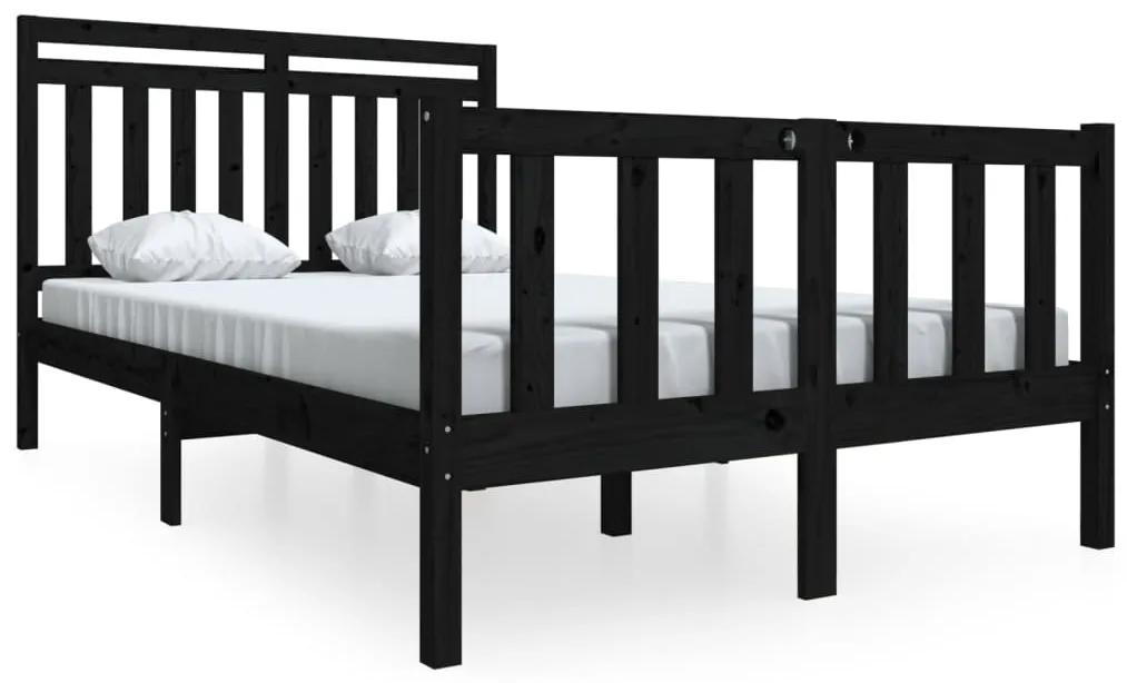 3100693 vidaXL Cadru de pat mic dublu, negru, 120x190 cm, lemn masiv