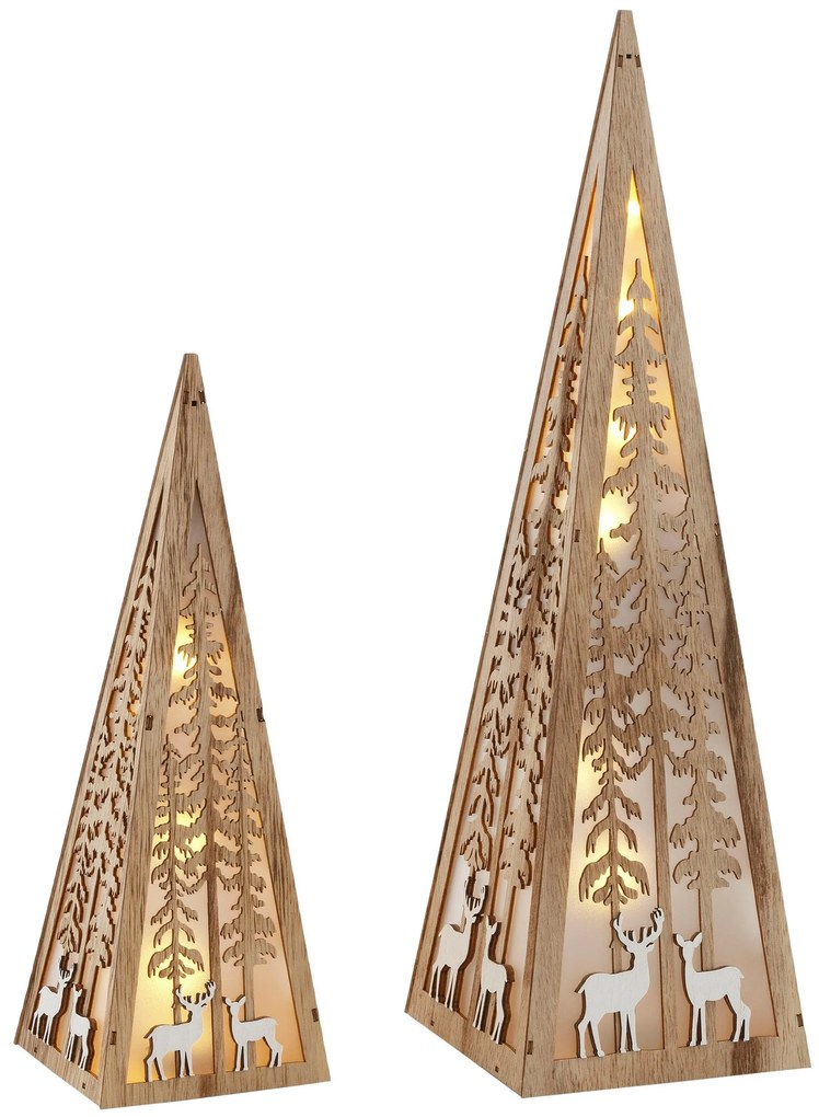 HOME AFFAIRE LED Set 2 decoratiuni de Craciun PYRAMIDE 10/30 cm si 13/45 cm