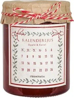 Lumânare parfumată advent din ceară de soia roșie, aromă de mere și scorțișoară, 8,5 x 11 cm, „Décembre Rouge"