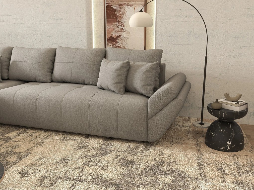 Colțar extensibil dumonde cu ladă de depozitare si sezut confortabil din spuma high-density, Berlin XL Enjoy Grey 350x185 cm