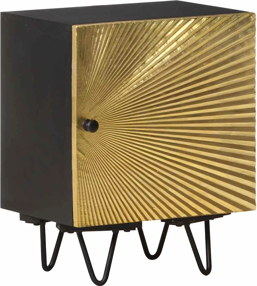 vidaXL Noptieră cu front alamă, 40x30x50 cm, lemn masiv de mango