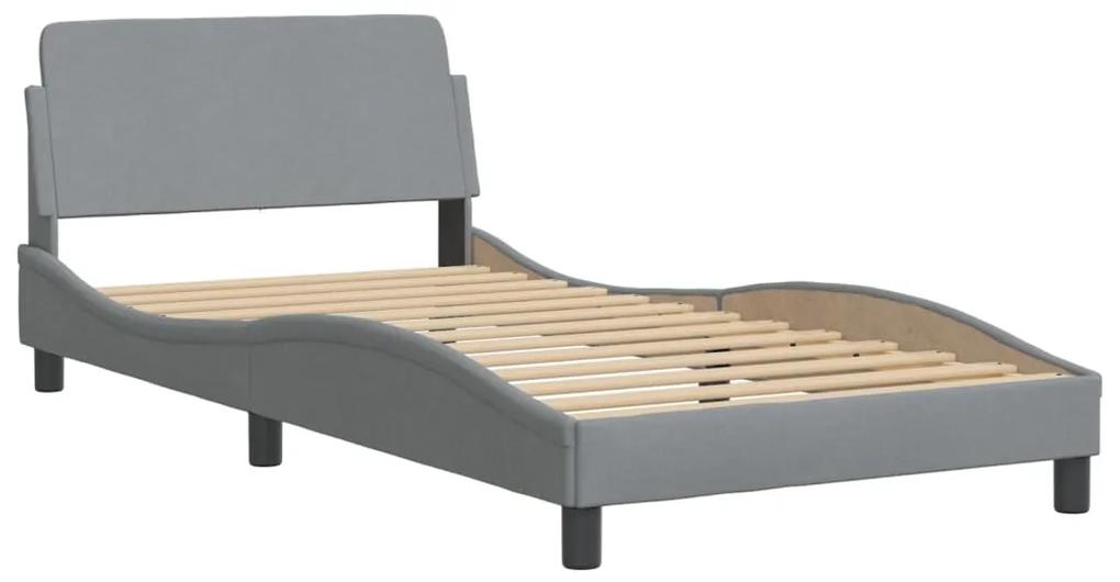 373125 vidaXL Cadru de pat cu tăblie, gri deschis, 100x200 cm, textil