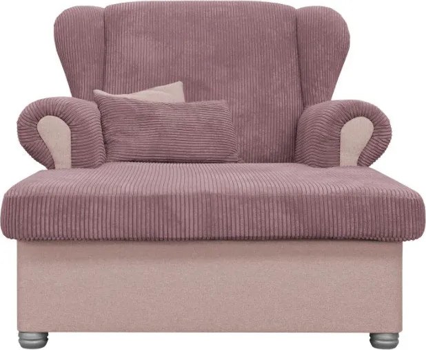 Fotoliu roz cu tapițerie din catifea reiată Lord – Ropez