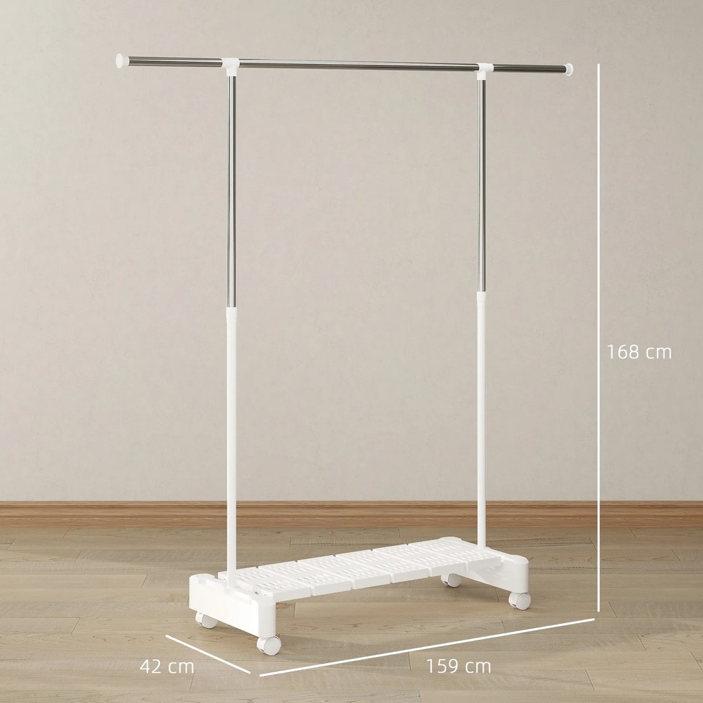 HOMCOM Uscător Vertical Extensibil cu Roți și Raft pentru Încălțăminte Alb | Aosom Romania