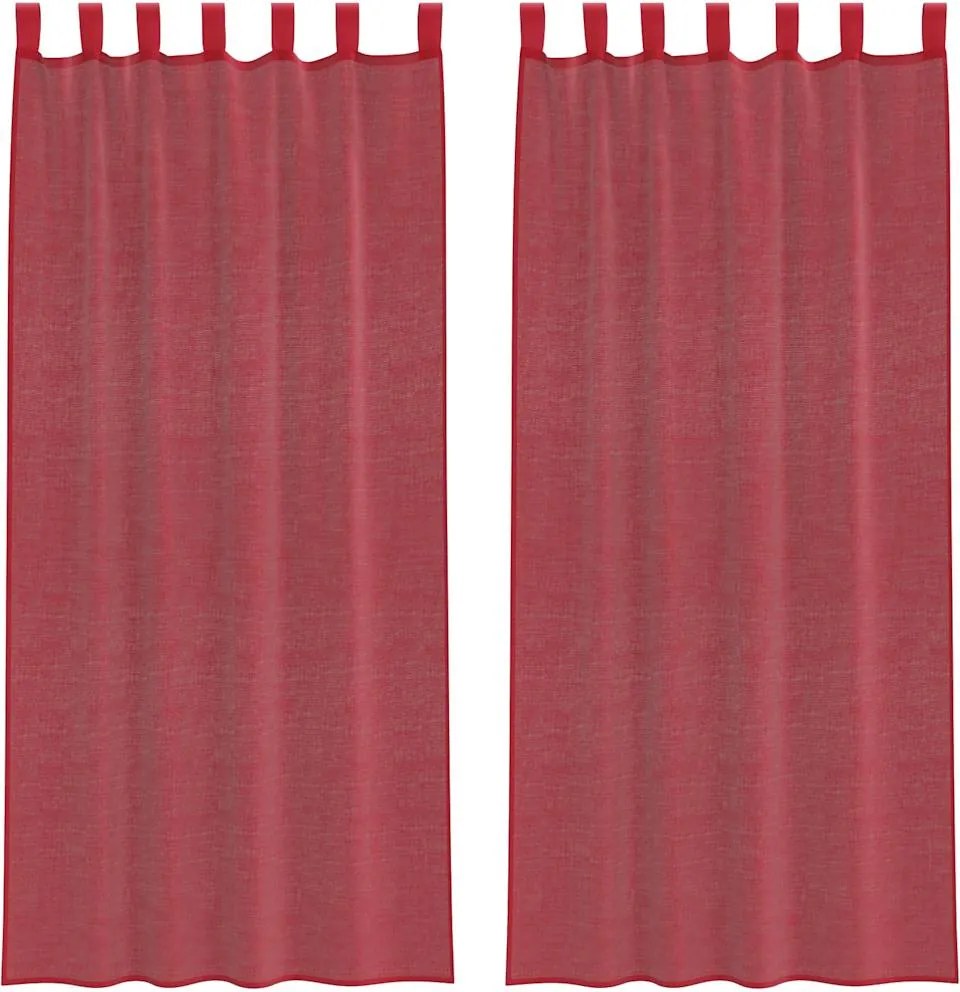 vidaXL Perdele Voile cu buzunare pentru bare 2 buc Roșu Vin