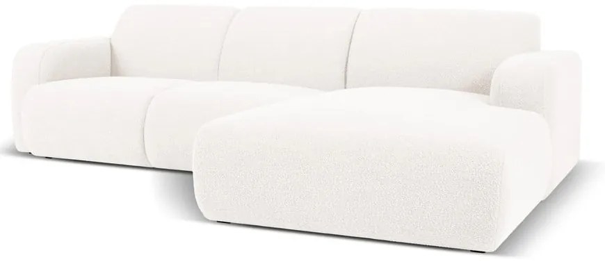 Colțar alb cu tapițerie din stofă bouclé (colț dreapta) Molino – Micadoni Home