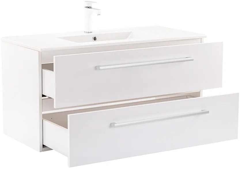 Dulap inferior Vario Clam 100 cu lavoar alb-alb