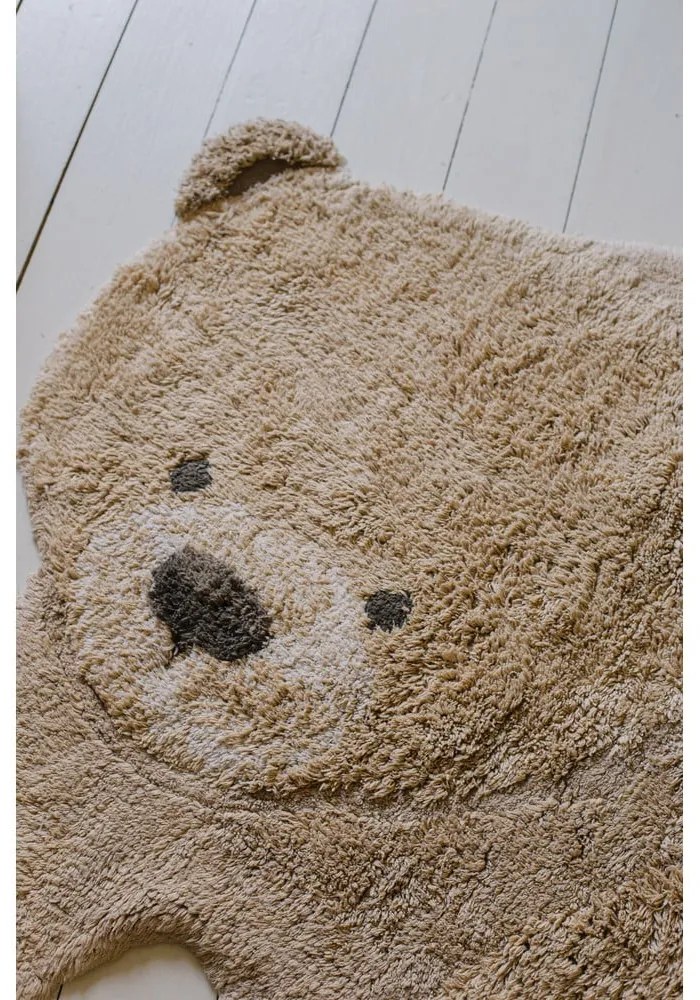 Covor pentru copii bej lavabil/țesut manual din bumbac 120x122 cm Bear – Lorena Canals