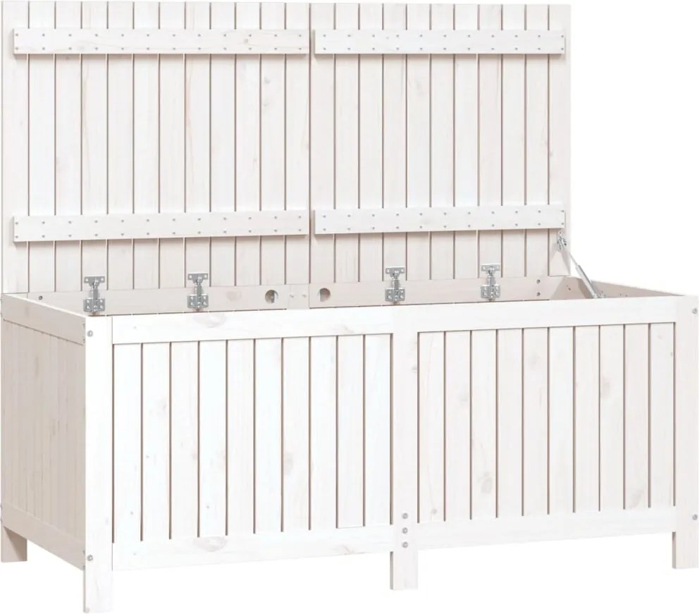 vidaXL Cutie de depozitare grădină, alb, 147x68x64 cm, lemn masiv pin