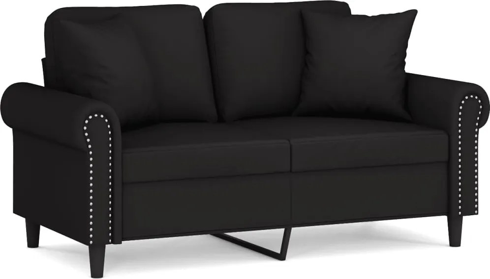vidaXL Canapea cu 2 locuri cu pernuțe, negru, 120 cm, catifea
