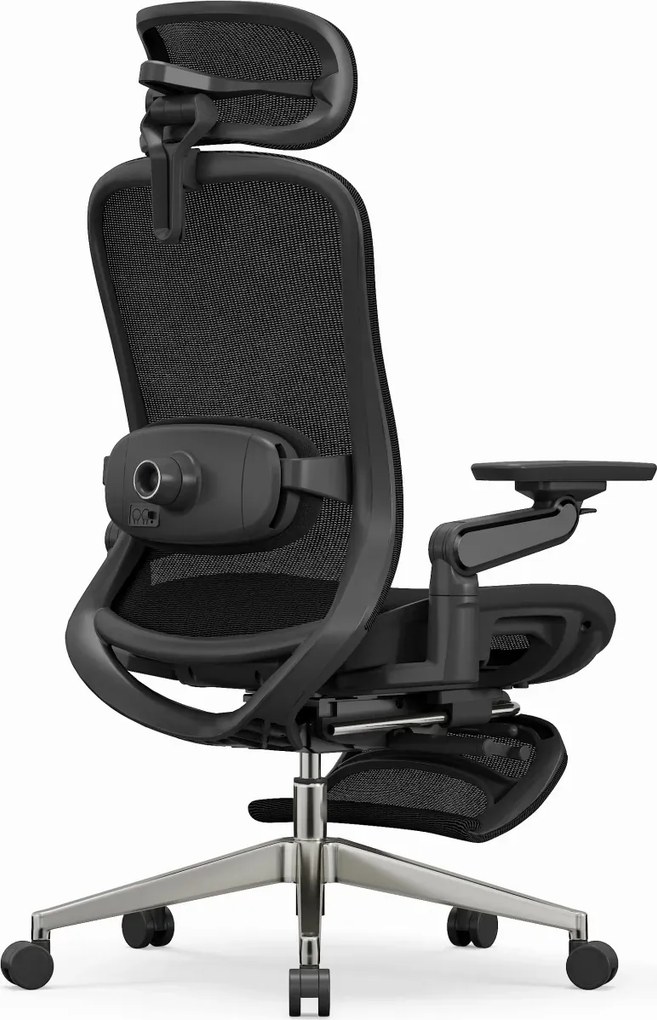 RESIGILAT- SYNO-H-MF Scaun ergonomic, suport lombar cu Masaj, sezut translatabil, cotiere 6D, tetiera 2D, suport picioare, Mesh, Negru