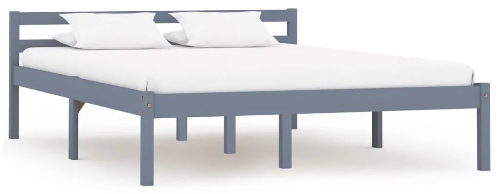 vidaXL Cadru de pat, gri, 140 x 200 cm, lemn masiv de pin