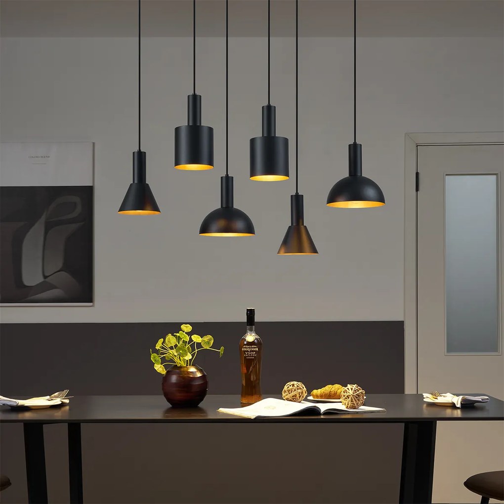 Lampă suspendată modernă neagră cu 6 lumini - Biles