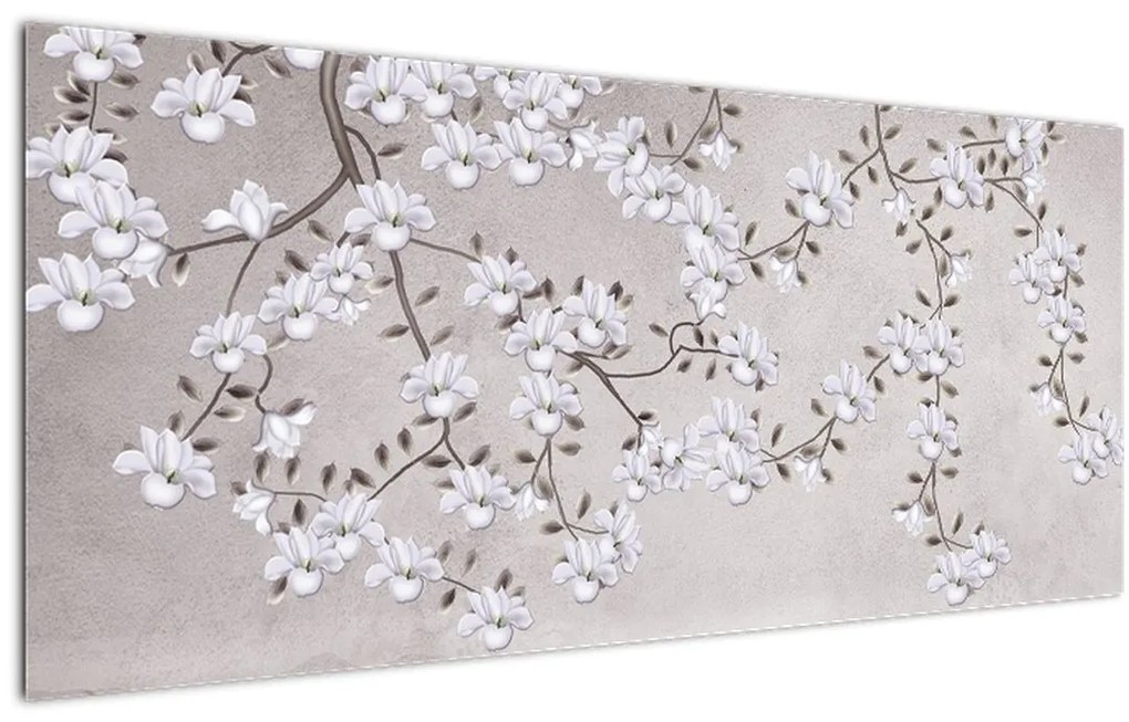 Tablou - Flori într-un peisaj gri (120x50 cm)