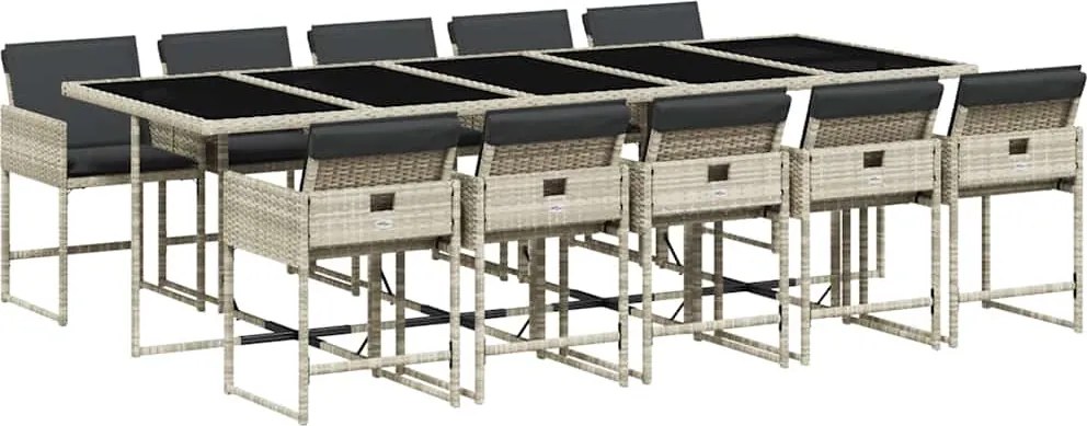 vidaXL Set mobilier de grădină cu perne 11 piese gri deschis poliratan