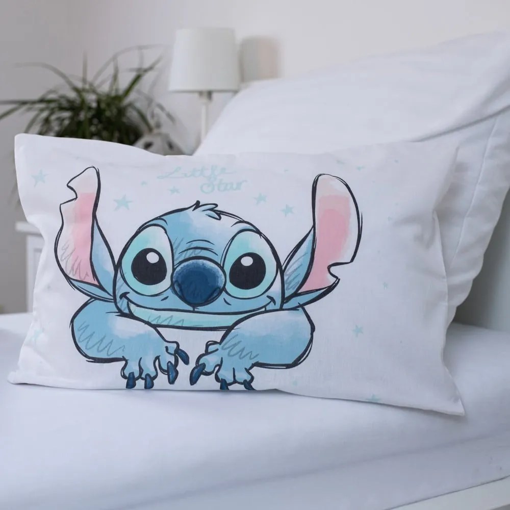 Lenjerie de pat pentru copii albă din bumbac pentru pătuț 100x135 cm Lilo and Stitch "White Star" – Jerry Fabrics