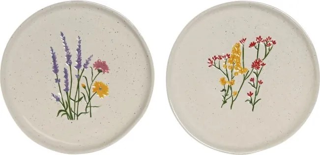 Set 2 farfurii din porțelan cu motive florale, 25,5×25,5×2,2 cm, „Bloom"
