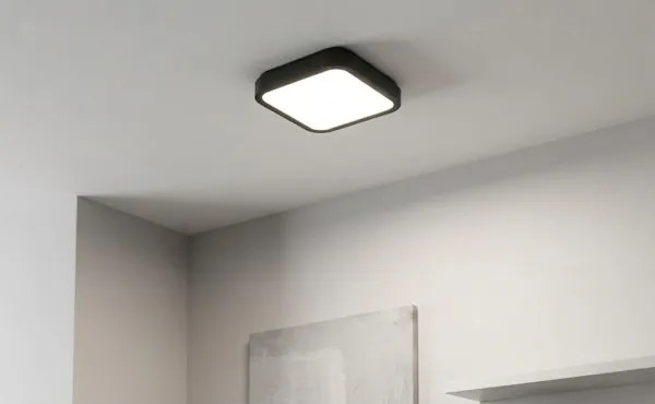 Brilagi - Plafonieră LED pentru baie ZENNA cu senzor, 12W, 230V, 24x24 cm, IP44, neagră