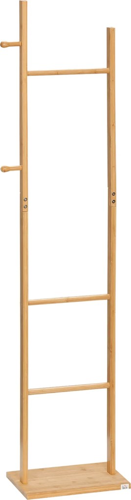 HOMCOM Cuier pe picior suport pentru haine, Vestiar din lemn cu 3 bare și 2 cârlige | Aosom Romania