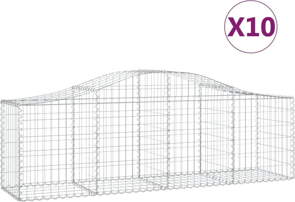 vidaXL Coșuri gabion arcuite 10 buc, 200x50x60/80 cm, fier galvanizat