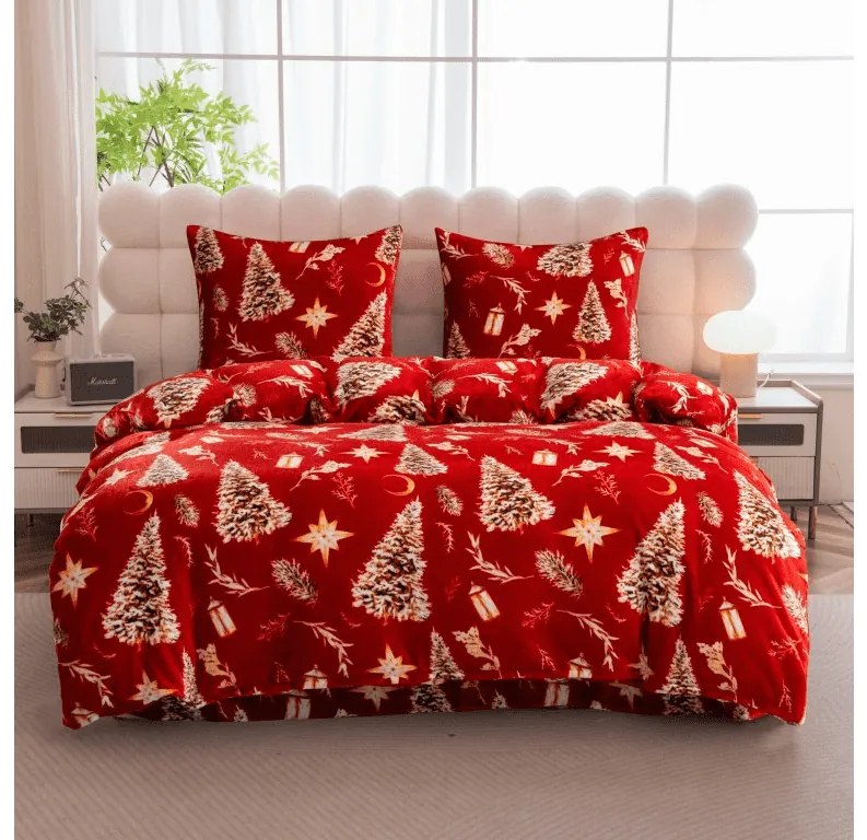 Lenjerie de pat din microplush GOLD CHRISTMAS rosu Dimensiune lenjerie de pat: 70 x 90 cm | 140 x 200 cm