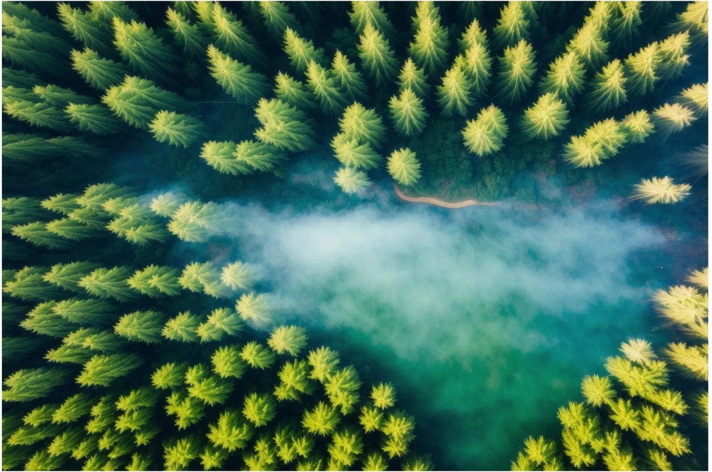Tablou - O pădure învăluită în ceață (90x60 cm)