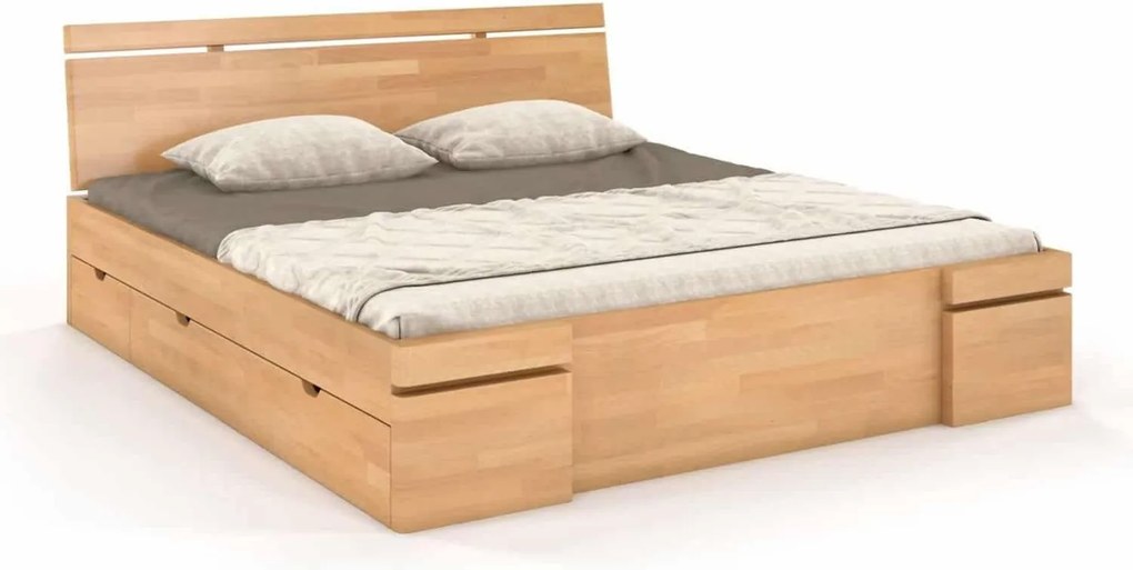 Pat lemn masiv TerraCraft Model 5 cu Sertar Fag Personalizabil