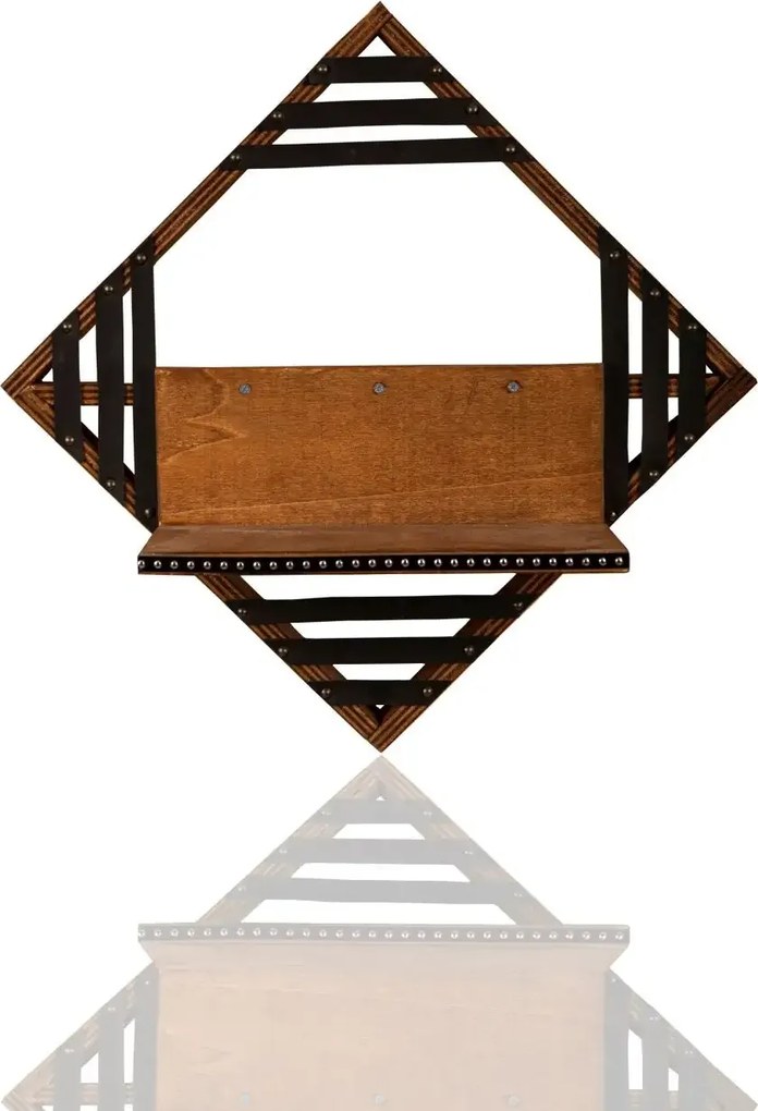 Raft de perete lemn stratificat Epsilon Homs 42 x 42 x 12 cm, maro