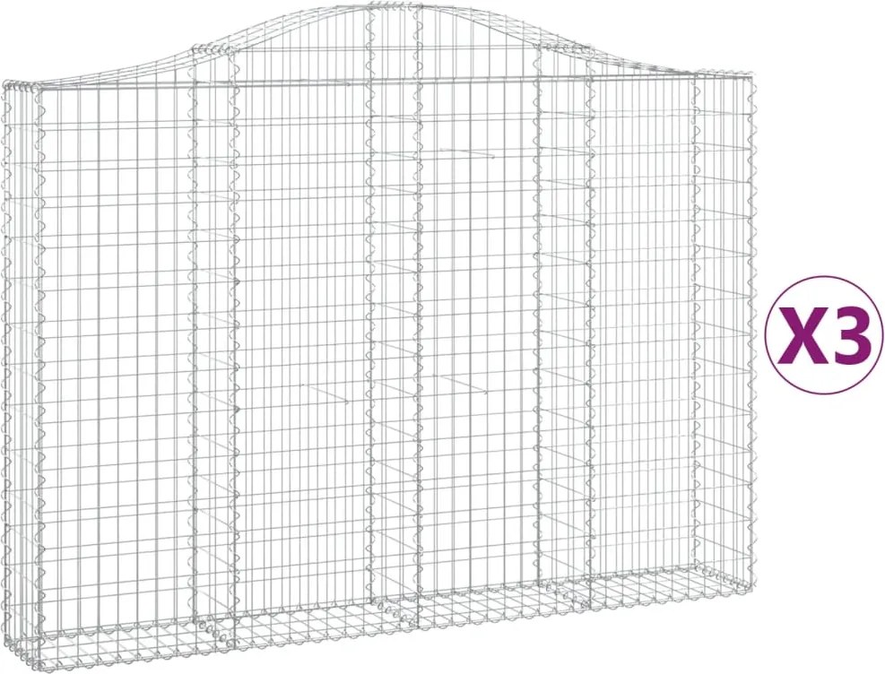 vidaXL Coșuri gabion arcuite 3 buc, 200x30x140/160cm, fier galvanizat