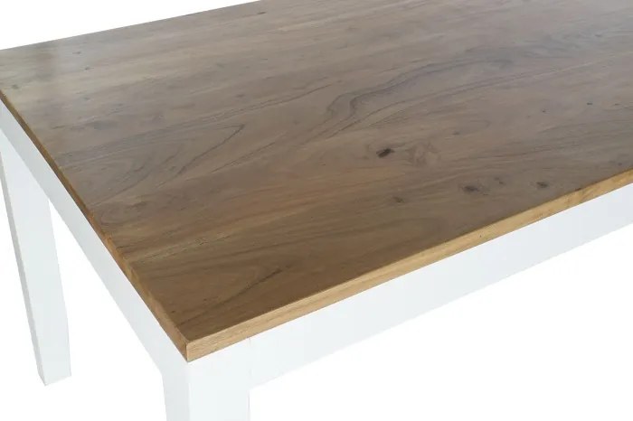 Masă dining din lemn de mango, natur, 10 locuri, cu picioare albe din lemn de acacia, 80 x 200 x 100 cm, „Selvik”