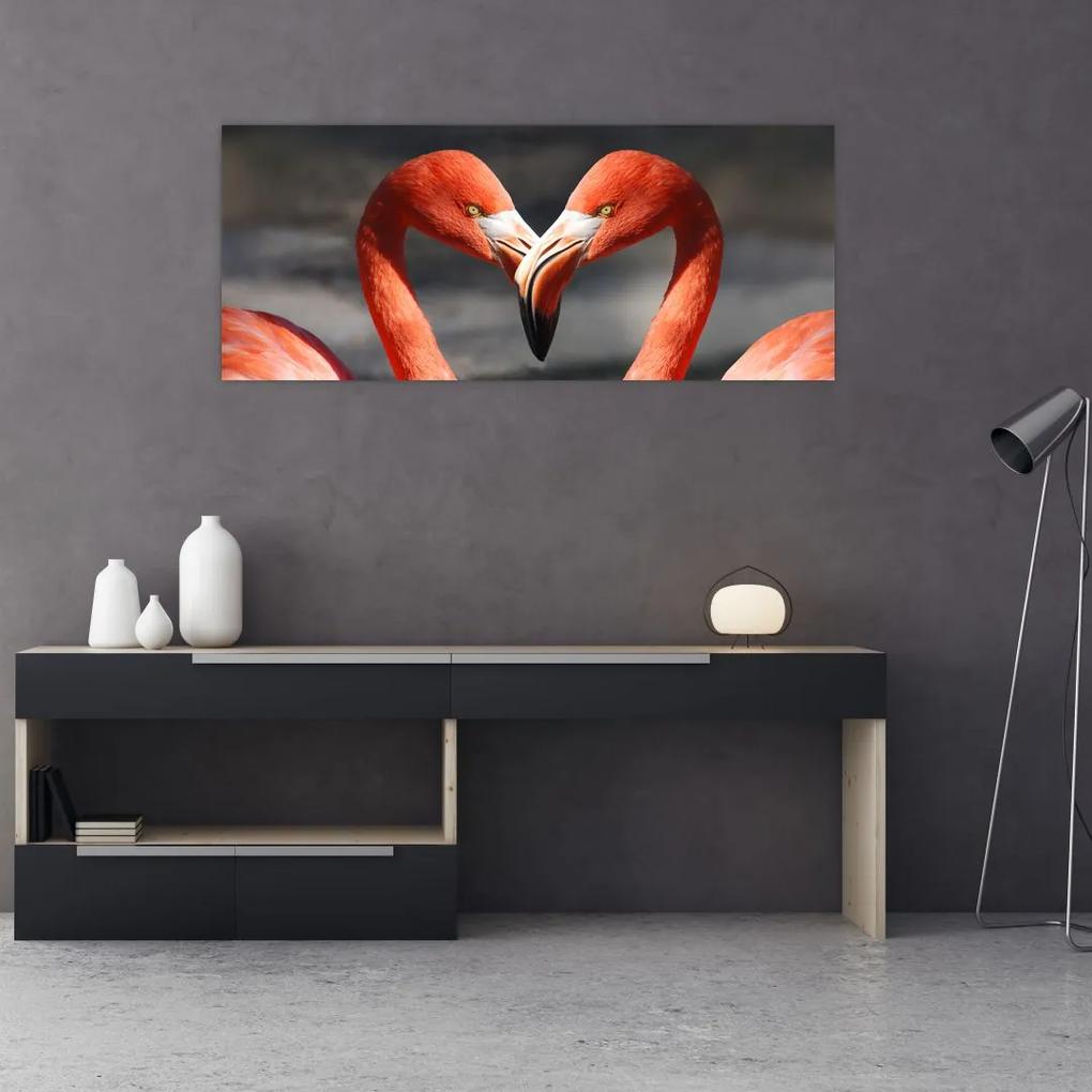 Tablou cu doi flamengo îndrăgostiți (120x50 cm), în 40 de alte dimensiuni noi