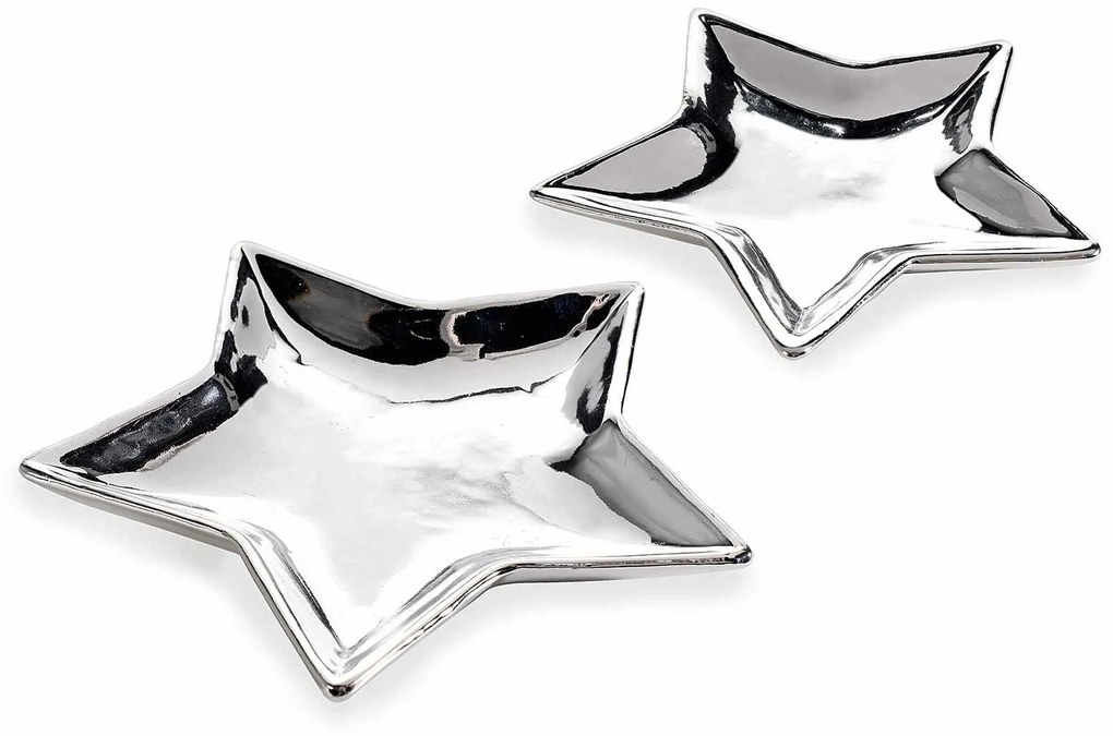 Set 2 platouri craciun stea 18x17.5 cm, 14x13.5 cm