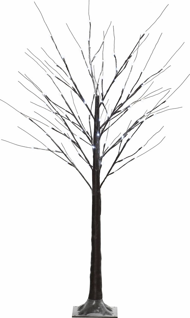 HOMCOM Brad de Crăciun Luminos Tip Mesteacăn, 150 cm, 96 Led-uri, Bază Lată, pentru Interior și Exterior, Maro | Aosom Romania