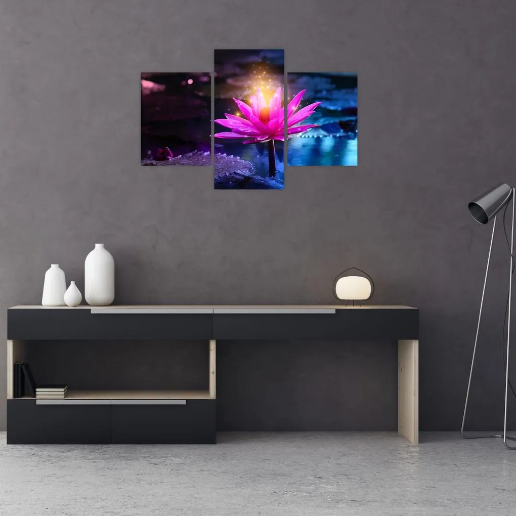 Tablou cu lotus pe apă (90x60 cm)