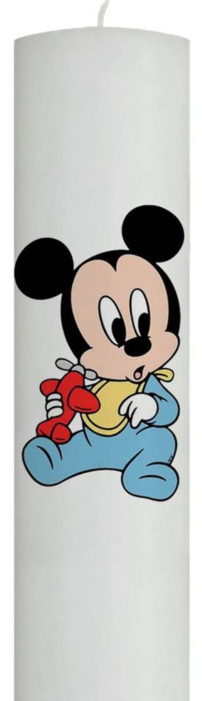 Lumanare Botez Baby Mickey cu avion 4,5 cm, 35 cm