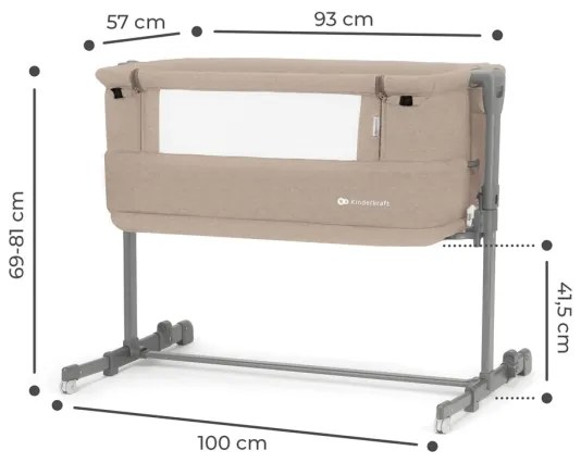 Pătuț pentru bebeluși KINDERKRAFT NESTE GROW bej