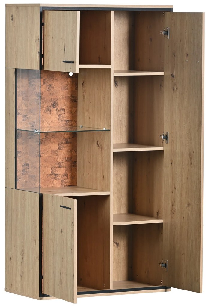 Vitrină modernă cu iluminare LED, Culoare naturală | Aosom Romania