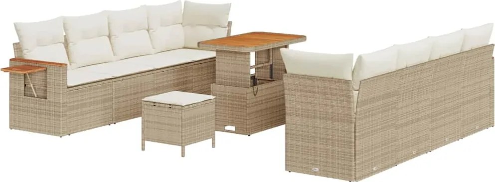 vidaXL Set de canapele pentru grădină 12 pcs Bej și crem poliratan