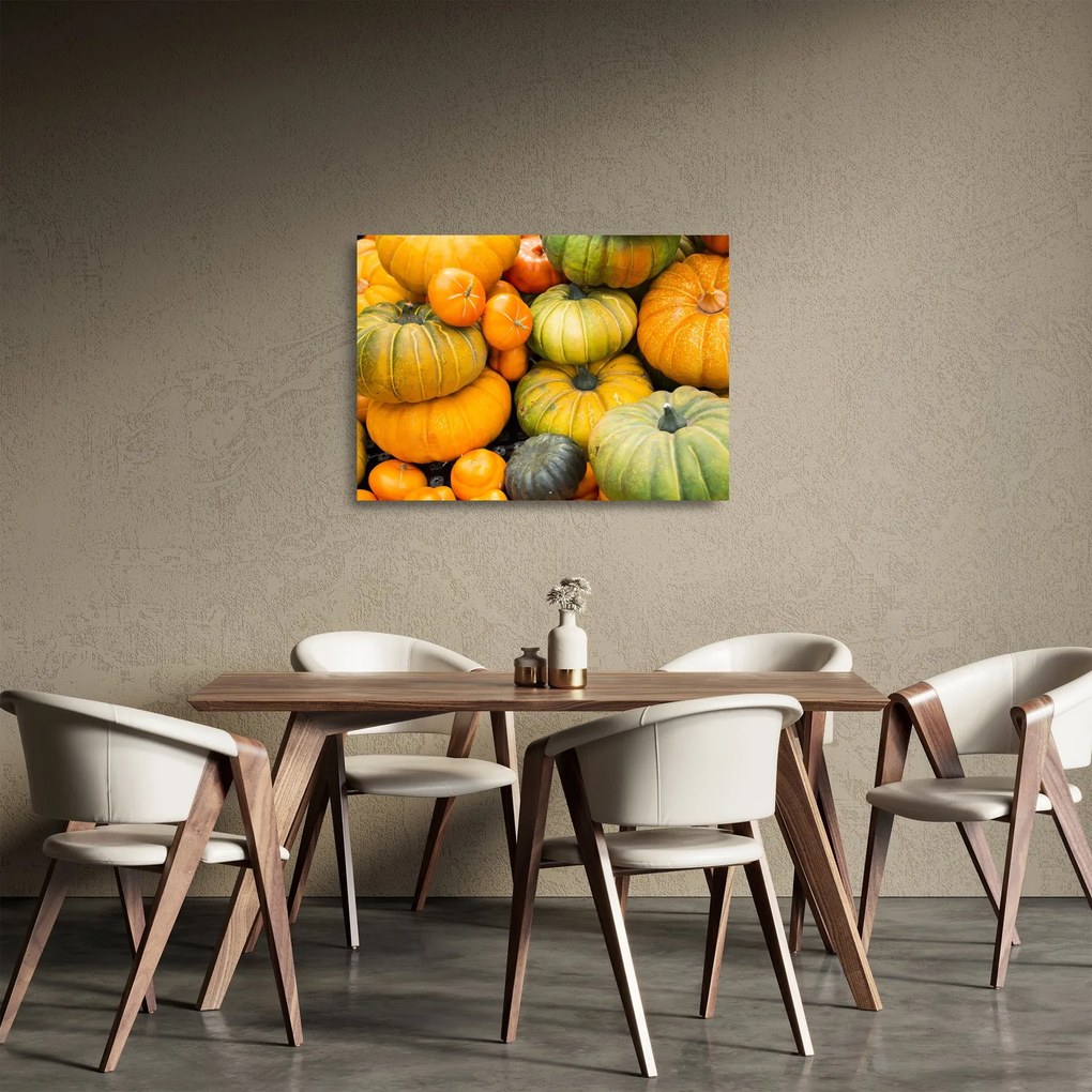 Tablou pe sticlă - Dovleac de toamnă (70x50 cm)