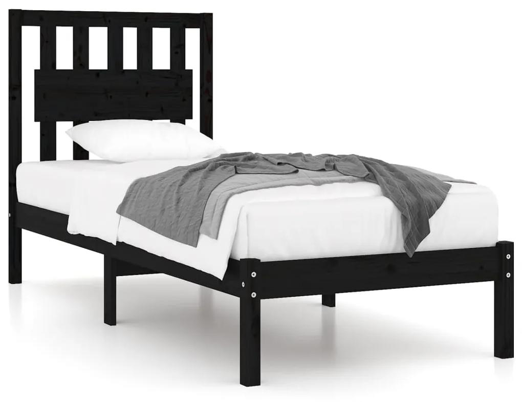 3103922 vidaXL Cadru de pat, negru, 90x200 cm, lemn masiv de pin