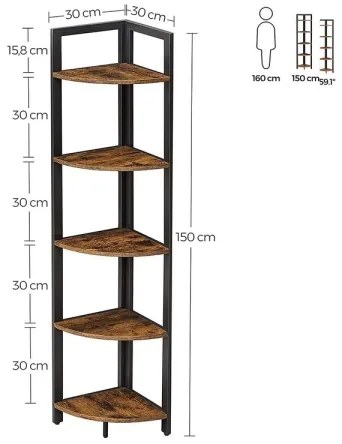 Bibliotecă NAVARO maro/negru