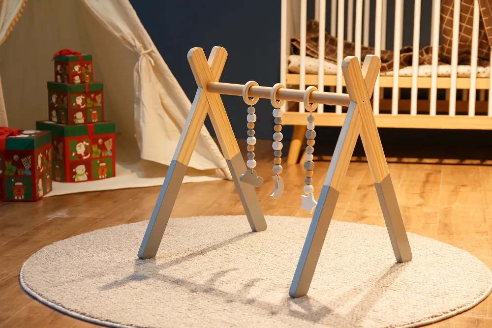 Bară de tracţiune din lemn Montessori, natural/gri, STARES