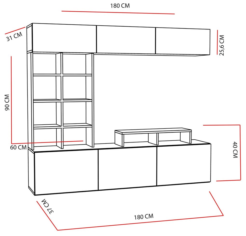 Mobilier living Salsa (Lemn teac + Negru). 1088651