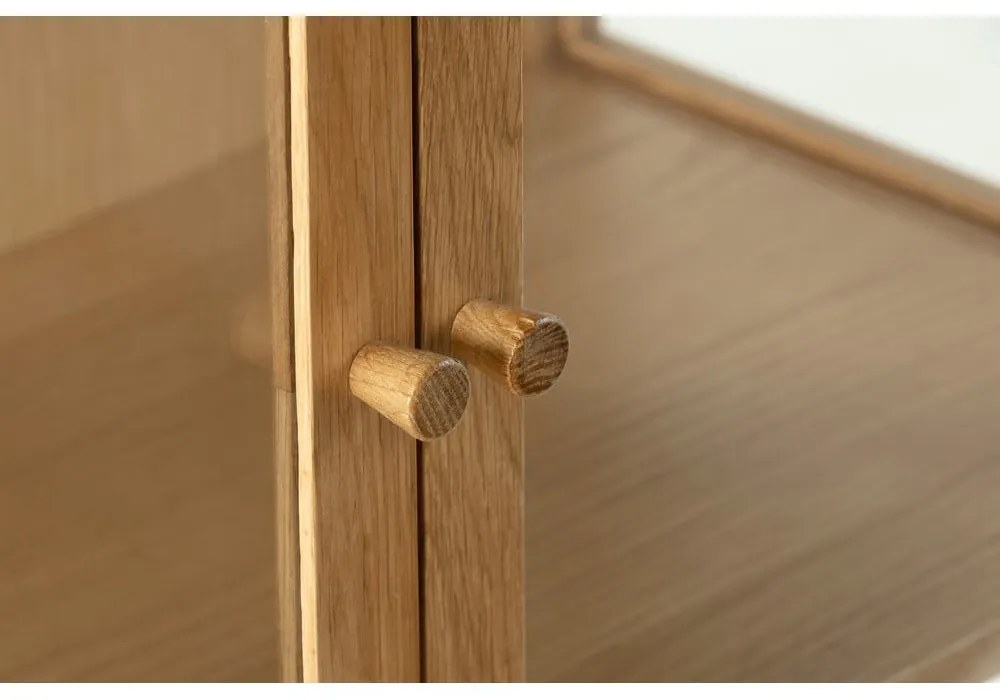 Vitrină în culoare naturală cu aspect de lemn de stejar 180x80x40 cm Ceci – MOME